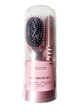 Professional Quality Pink 5-Piece Hairbrush Set NIB